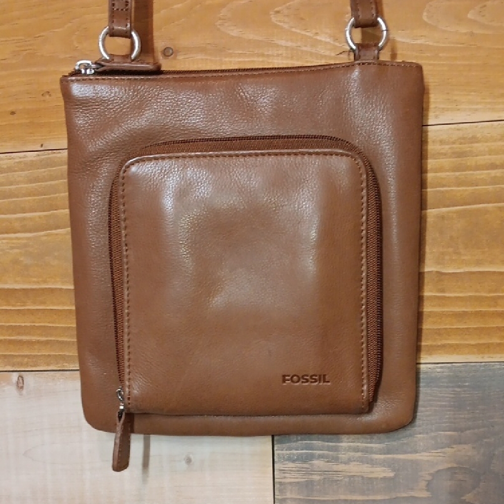 Fossil Leather Crossbody Bag/Minimalist/Bohemian/Neutral Wardrobe